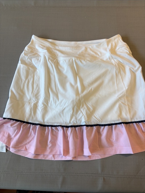 Addison Bay Pants - Addison bay size S White athletic skirt with Pink Ruffle Hem NWT